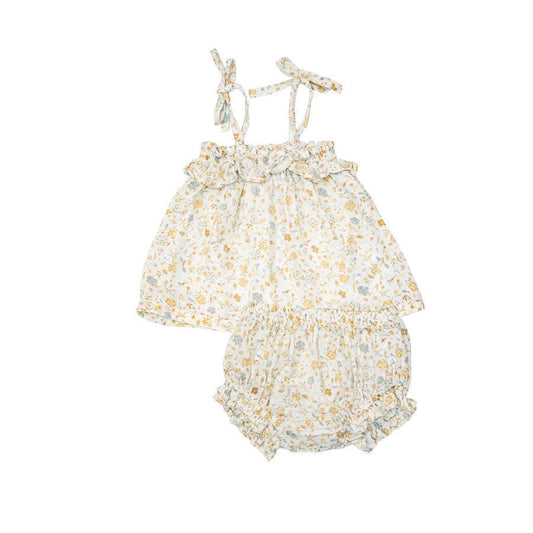 Flaxen Floral Ruffle Top & Bloomer