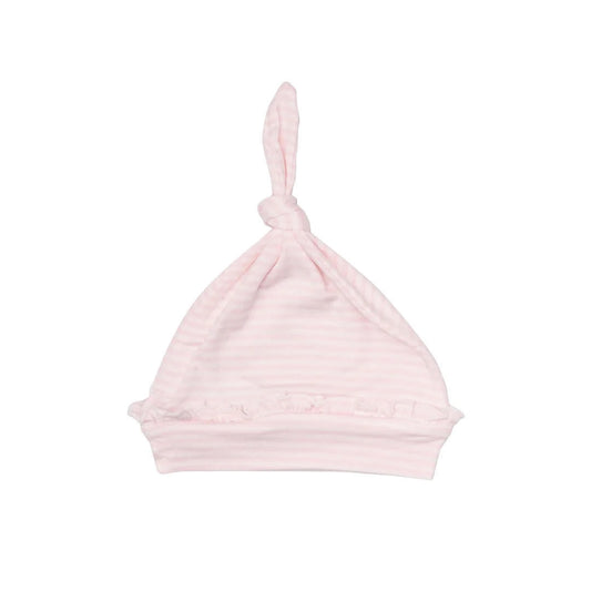 Pink Bunnies Stripe Ruffle Knotted Hat 0-3 mo