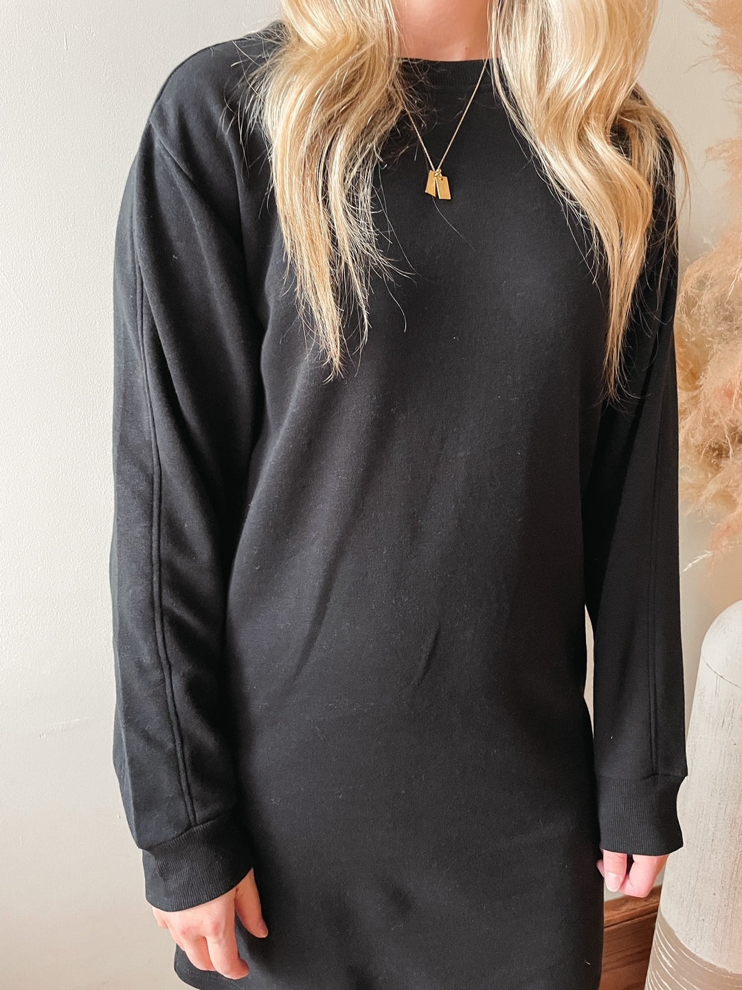 Kyra Black Sweatshirt Dress