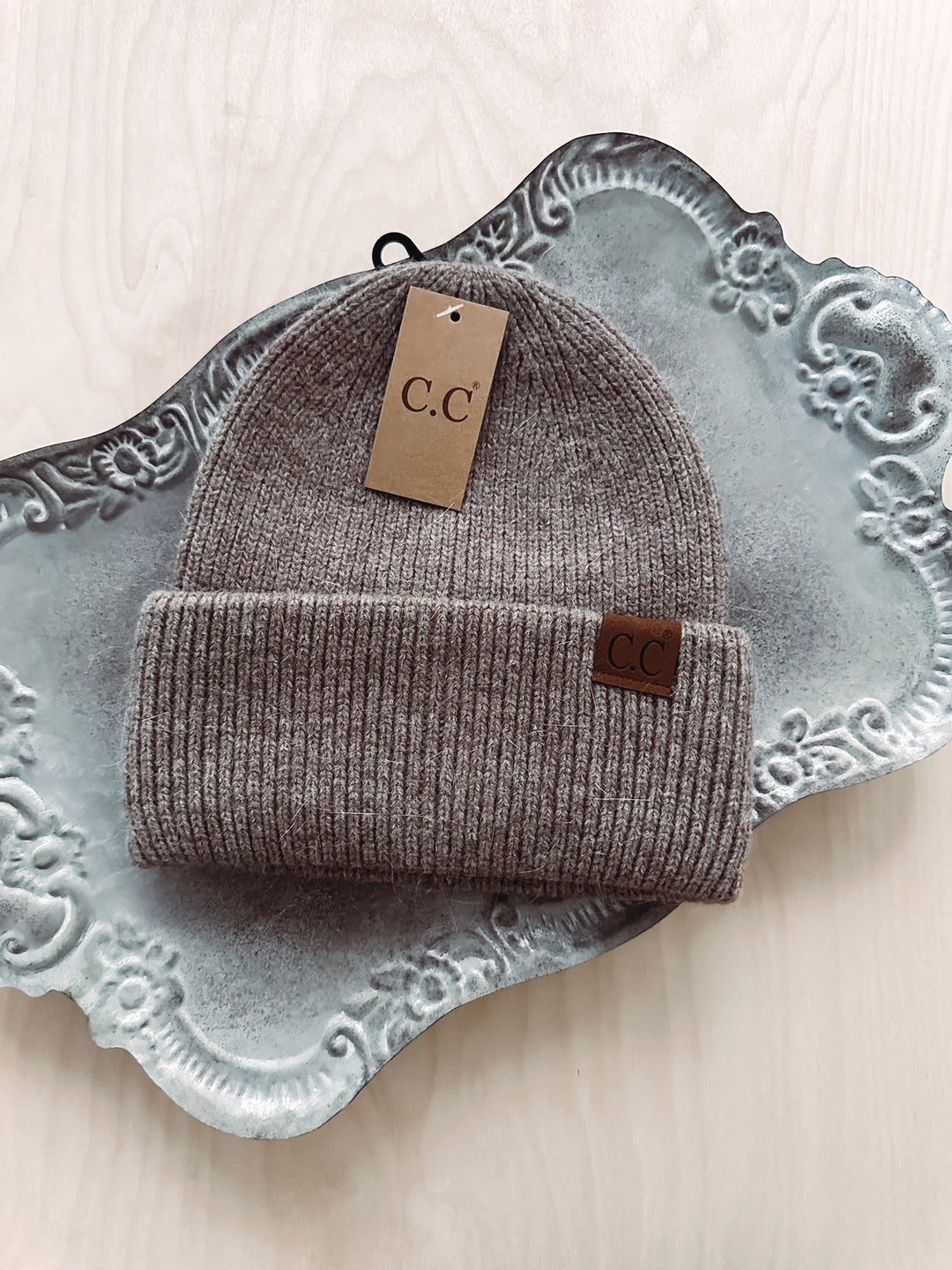 Ruby Taupe Double Cuff Beanie