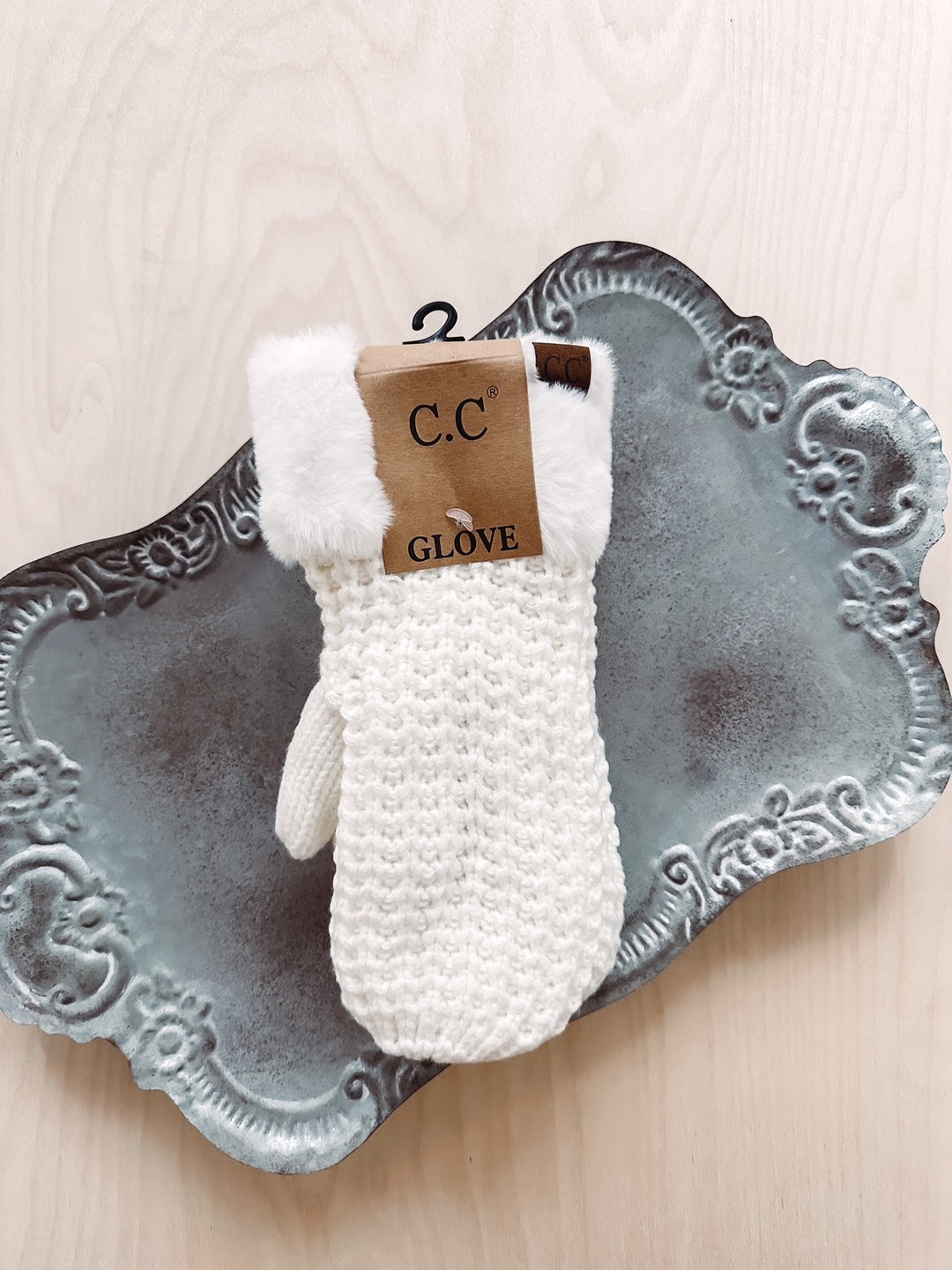 Remi Cream Waffle Knit Mittens