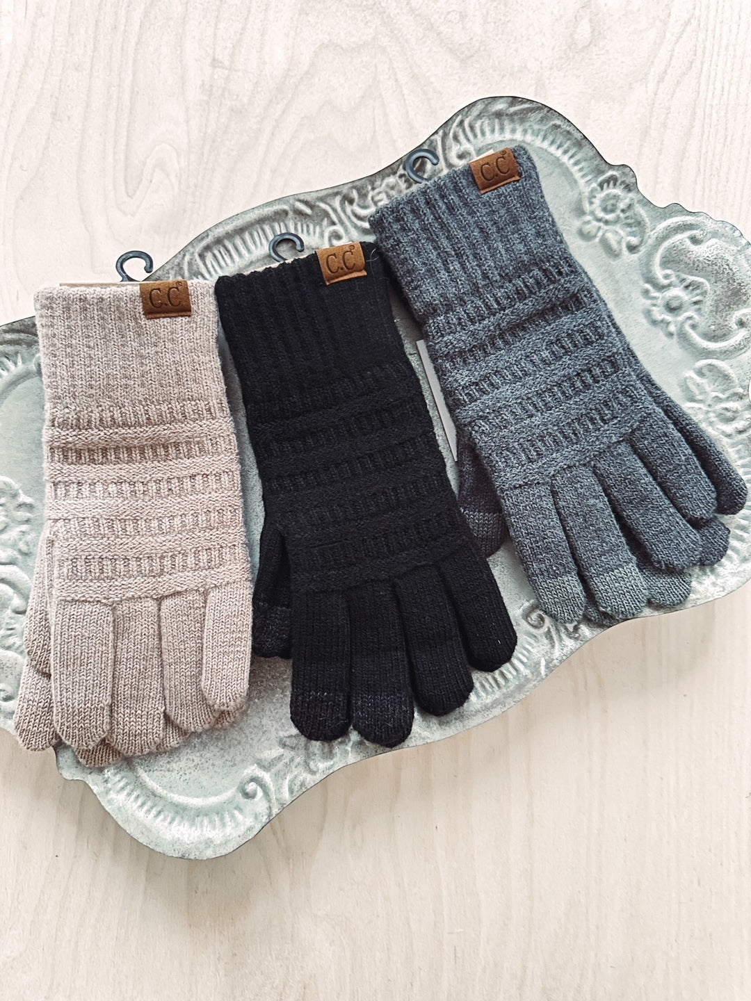 Haven Black Knit Gloves