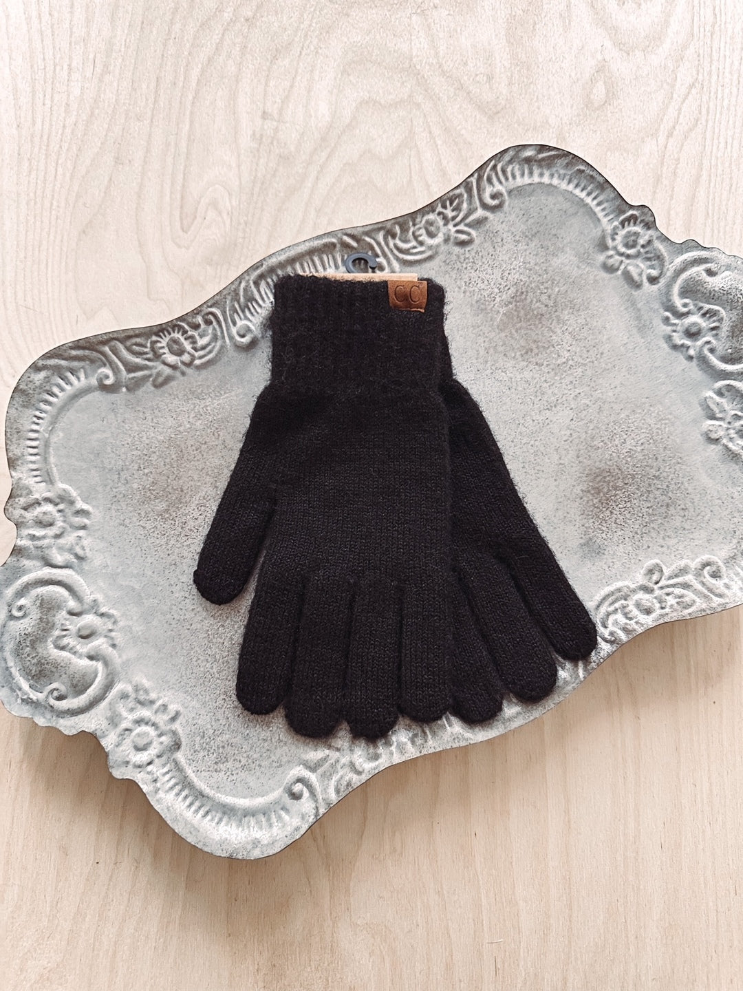 Black Soft Knit Gloves