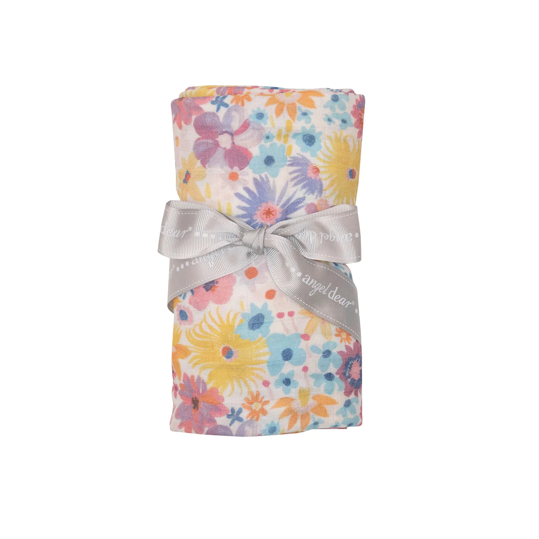 Painty Bright Floral Swaddle Blanket